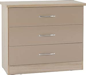 Seconique Nevada Drawer Chest Oyster Gloss Light Oak Effect Veneer