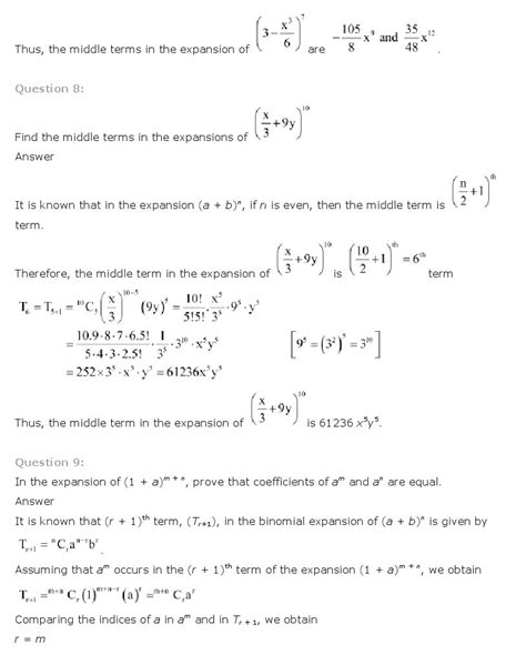 Binomial Theorem Class 11 Mathematics Ncert Solutions