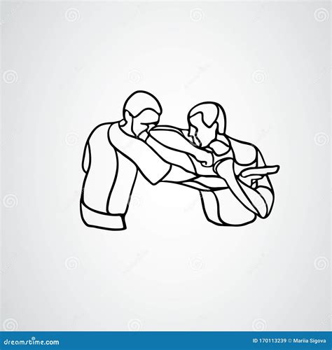 Krav Maga Silhouettes Two Abstract Fighters Pictogram Cartoon Vector