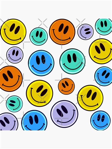 Groovy Smileys Sticker For Sale By Orchidgd Redbubble