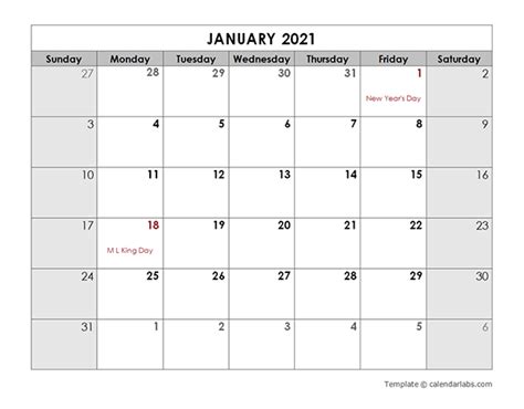 2021 Calendar Printable Vertex