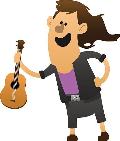 Cartoon Character Cheerful Guitarist With Guitar Stock Clipart | Royalty-Free | FreeImages