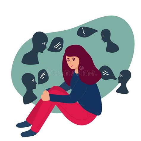 Mental Health Problem Concept Young Woman Surrounded By Fears