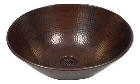 Round 14 Hand Forged Copper Vessel Bath Sink With 19 Hole Grid Drain Included Ebay