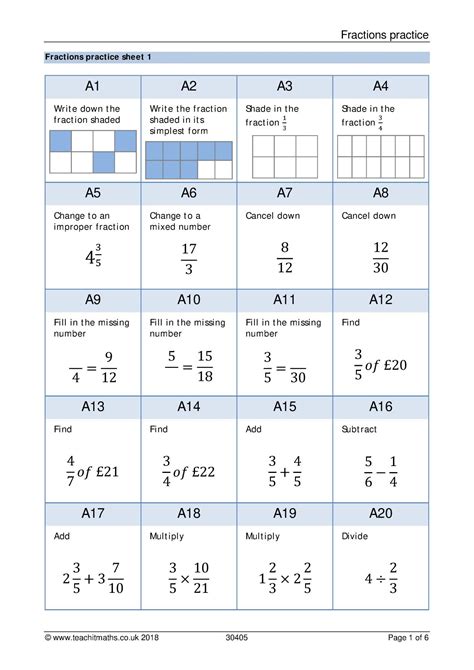 Fractions KS3 worksheets | KS3 maths | Teachit