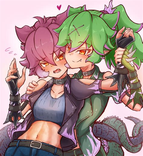 怪獣擬人化】ミレギラ姉妹 ゴジラ 怪獣擬人化 女の子 百合 」マハリのイラスト