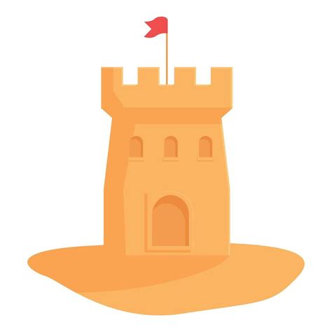 Cartoon sand castle with red flag 46099917 Vector Art at Vecteezy