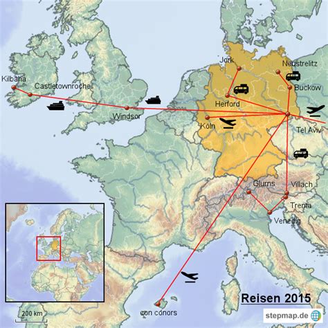 StepMap Reisen 2015 Landkarte für Deutschland