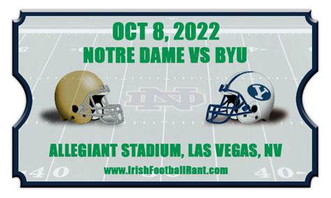 Notre Dame Fighting Irish Vs Byu Cougars Football Tickets 10 08 22