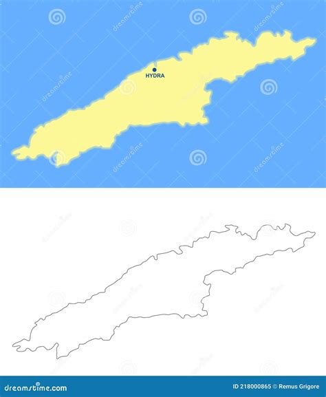 Hydra Island Map - Cdr Format Stock Vector - Illustration of vector ...