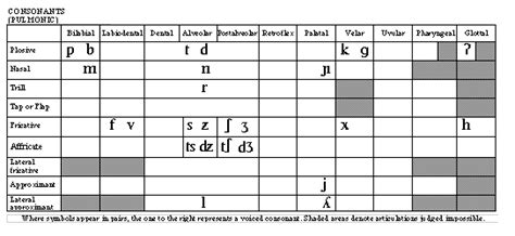 Consonant Inventory Chart Ponasa