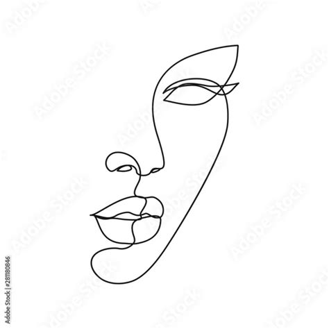 Female Line Art Face With Flowers Abstract Face With Flowers By One Line Vector Drawing