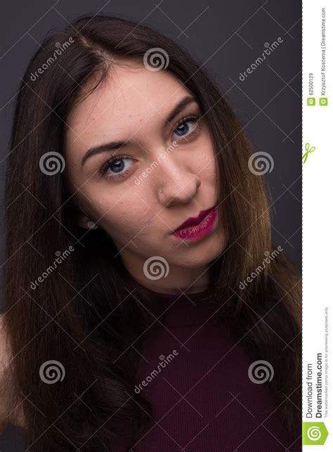 Portraits Lovely Girl In The Studio Stock Image Image Of Hair Gray