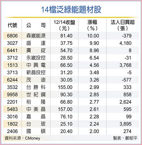 綠能當道 14檔儲能股掛帥 證券．權證 工商時報