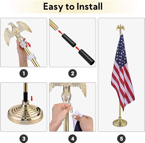 Buy Yeshom Ft Telescoping Indoor Flag Pole Kit Eagle Topper Aluminum