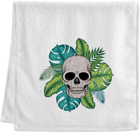 Dreamtimes Palm Leaves Skull Hand Towels White Bath Towels Soft