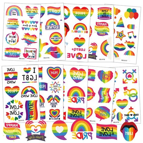 Amazon AOMIG Styles Pride Tattoos Large Sheets Gay Pride Temporary Tattoos