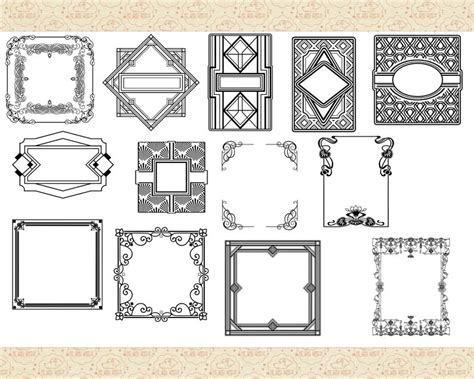 Art Deco Nouveau Frames Elements Bundle Ai Eps Not Svg And Etsy