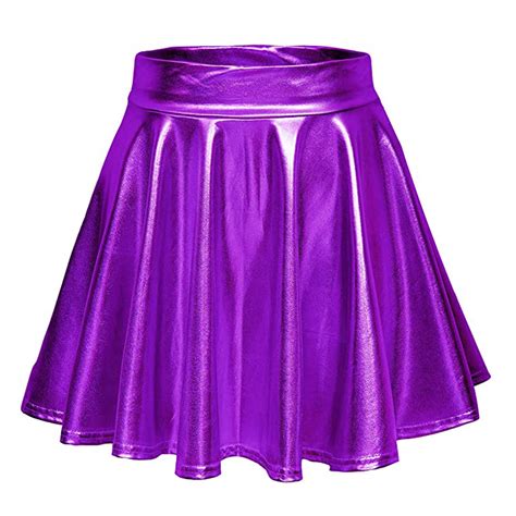 Idall Mini Skirtpleated Skirts Womens Casual Fashion Shiny Metallic Flared Pleated A Line Mini