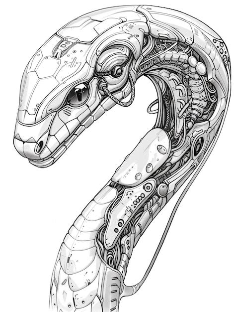 A drawing of a snake with a mechanical body and head generative ai ...