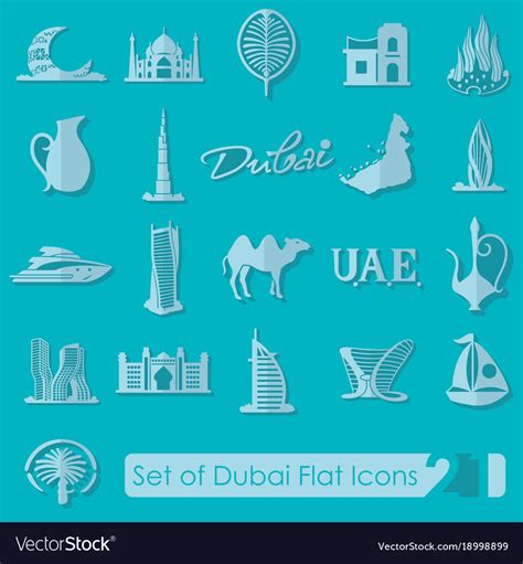 Set Of Dubai Icons Royalty Free Vector Image VectorStock