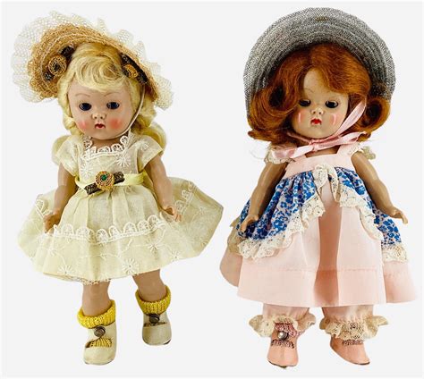 Lot Pair 8 Vogue Ginny Dolls 1950 1953 Bo Peep From The Fable And Bride Series Hard Plastic