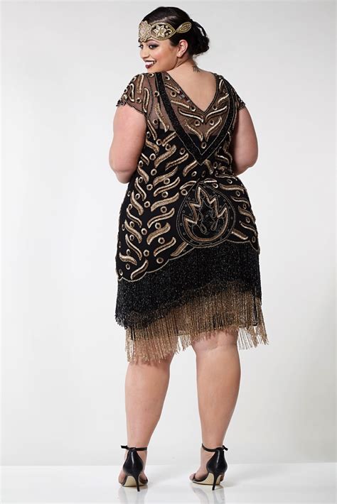 Black Gold Fringed Flapper Dress Vegas Deco Shop