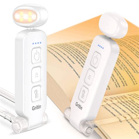 Gritin Mini Portable Reading Light, Rechargeable Book Light for Readin