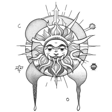 Blackwork Sun And Moon Tattoo Idea Blackink Ai