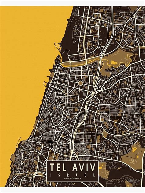 Tel Aviv City Map Of Israel Pastel Poster For Sale By Demap