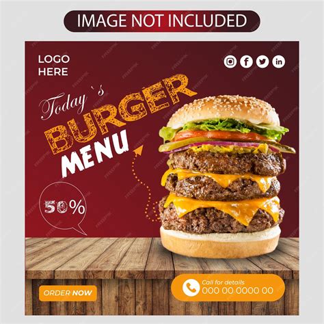 Premium Vector Delicious Burger And Food Menu Social Media Post Design