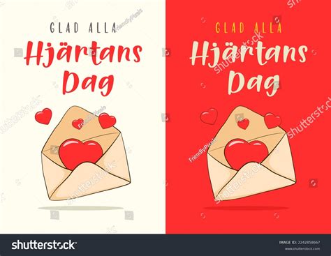 Happy Valentines Day Swedish Glad Alla Stock Vector Royalty Free