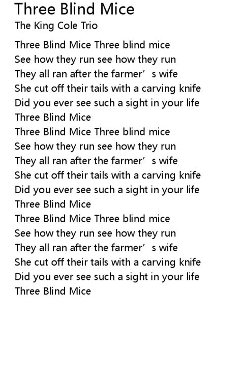 Three Blind Mice Lyrics - Follow Lyrics