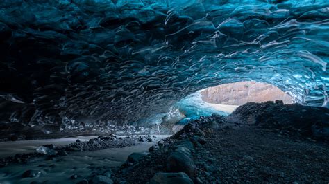 Ice Cave Glacier Stones Water Stream 4K HD Nature Wallpapers | HD ...