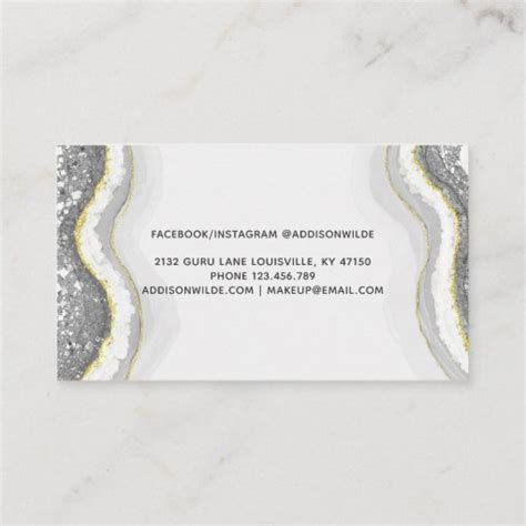 Black And White Glitter Agate Geode Luxe Chic Appointment Card Zazzle