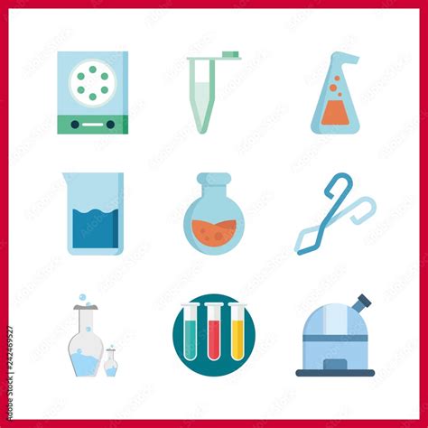 9 Scientific Icon Vector Illustration Scientific Set Crucible Tongs