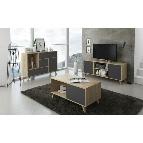 Skraut Home Meuble Tv Avec Portes Salon Mod Le Wind Couleur