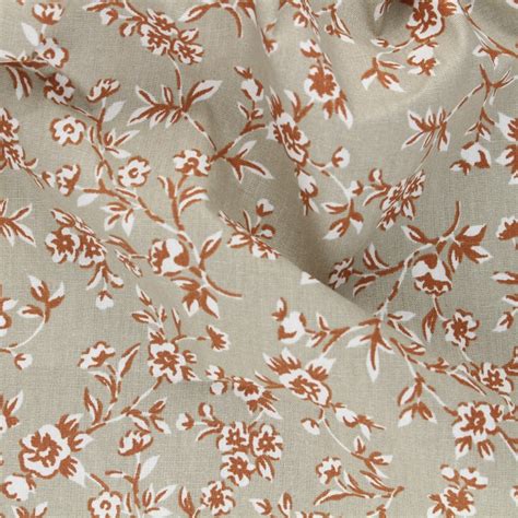 Tissu Coton Cretonne Enduit Poppy Small Flowers Beige MPM