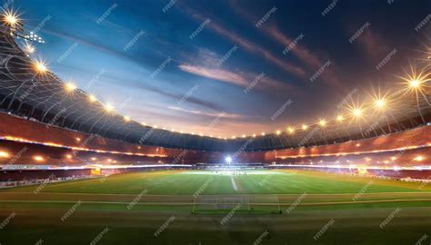 Premium Photo | Round Stadium of cricket night with the lights on at ...