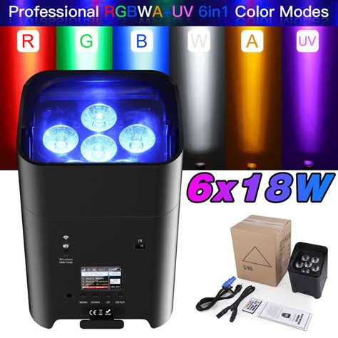 Pcs X W Wireless Par Light Battery Rgbwa Uv Led Uplight With Case