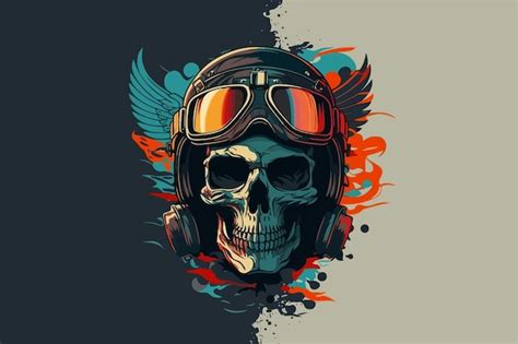 Premium Vector | Vector skull biker art for tshirt