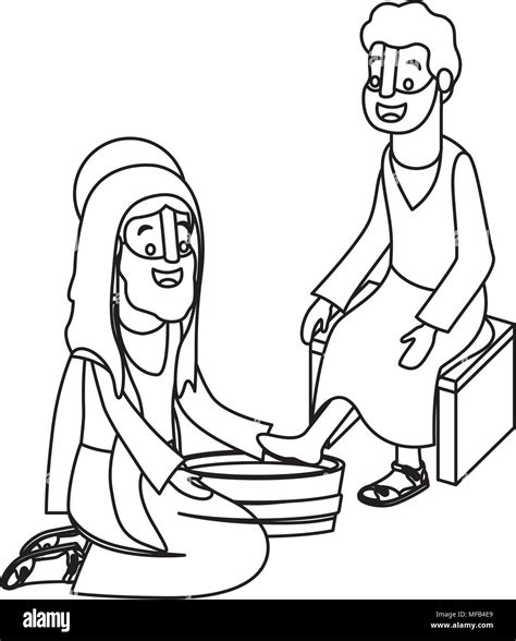 Coloriage Jésus Lave Les Pieds