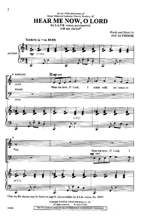 Hear Me Now O Lord Satb By Althouse J Jw Pepper Sheet Music