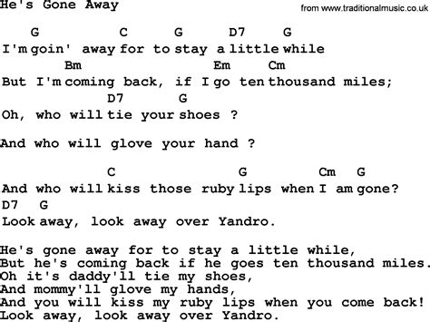 Top 1000 Folk and Old Time Songs Collection: Hes Gone Away - Lyrics ...