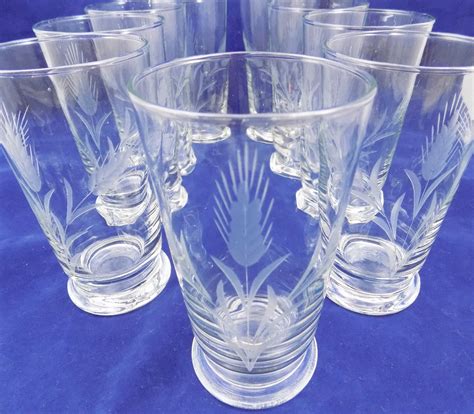 Etched Glass Tumblers With Wheat Pattern Collectors Weekly