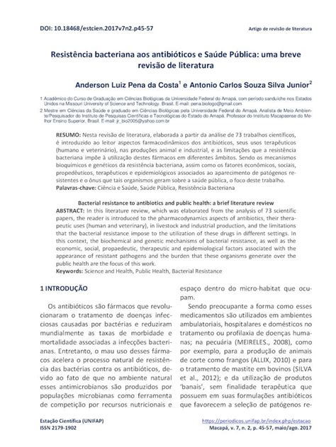 PDF Resistência bacteriana aos antibióticos e Saúde Pública uma