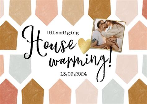 Uitnodiging Housewarming Met Abstract Huisjes Kaartje Go