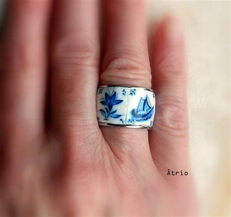 Portugal Antique Azulejo Tile Replica STAINLESS Steel Ring Etsy