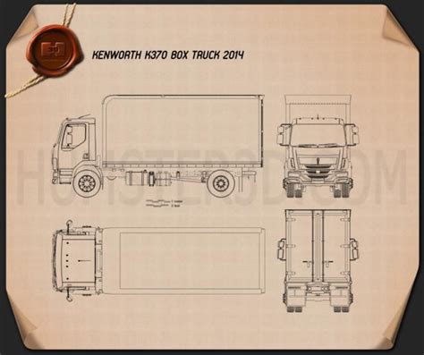 Kenworth K370 Box Truck 2014 Blueprint - Hum3D