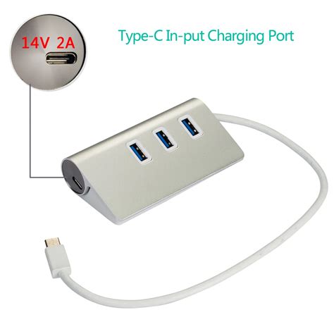 Usb C Charging Hub Usb C To 3 Port Usb 3 0 Aluminum Hub With 1 Usb C Type C Input Charging